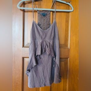 American Eagle Outfitters Gray Tiered Ruffled tank top